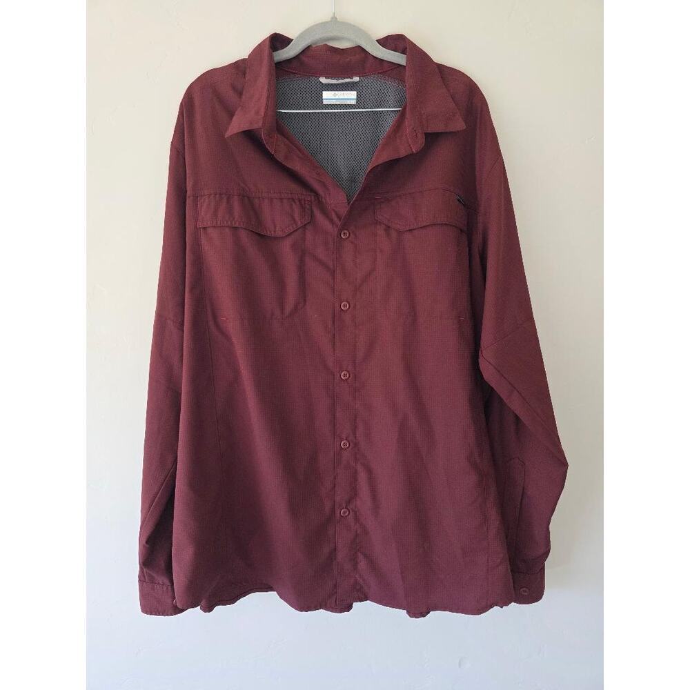 Columbia Men’s XL Long Sleeve Button Up Shirt Burgundy Omni-Wick